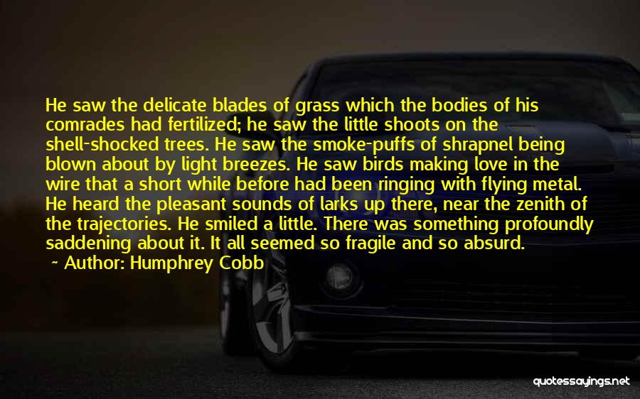 Humphrey Cobb Quotes: He Saw The Delicate Blades Of Grass Which The Bodies Of His Comrades Had Fertilized; He Saw The Little Shoots