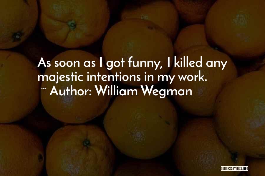 William Wegman Quotes: As Soon As I Got Funny, I Killed Any Majestic Intentions In My Work.