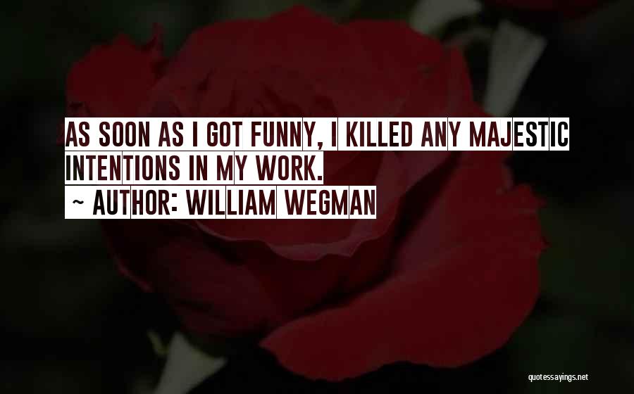 William Wegman Quotes: As Soon As I Got Funny, I Killed Any Majestic Intentions In My Work.