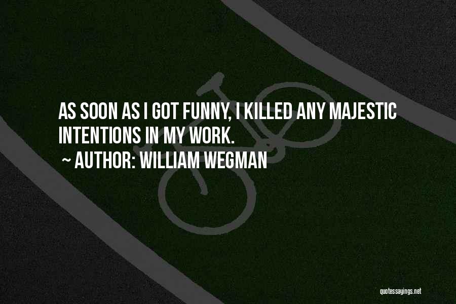 William Wegman Quotes: As Soon As I Got Funny, I Killed Any Majestic Intentions In My Work.