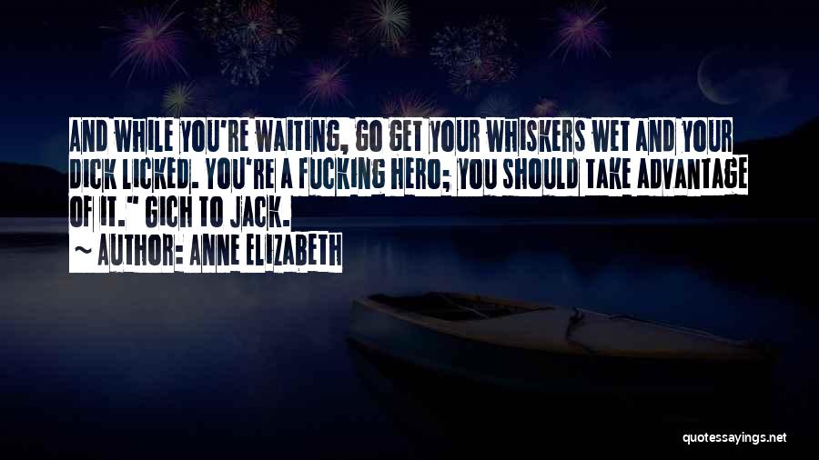 Anne Elizabeth Quotes: And While You're Waiting, Go Get Your Whiskers Wet And Your Dick Licked. You're A Fucking Hero; You Should Take