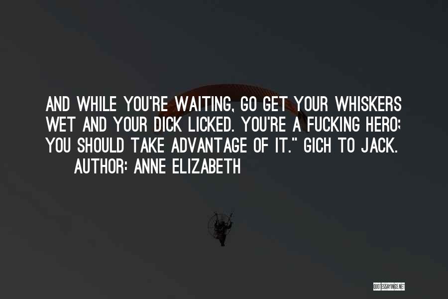 Anne Elizabeth Quotes: And While You're Waiting, Go Get Your Whiskers Wet And Your Dick Licked. You're A Fucking Hero; You Should Take