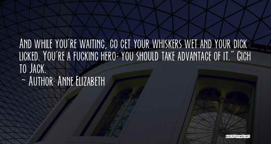 Anne Elizabeth Quotes: And While You're Waiting, Go Get Your Whiskers Wet And Your Dick Licked. You're A Fucking Hero; You Should Take