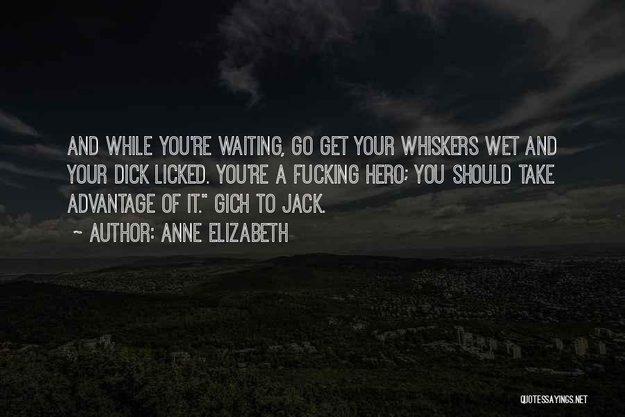 Anne Elizabeth Quotes: And While You're Waiting, Go Get Your Whiskers Wet And Your Dick Licked. You're A Fucking Hero; You Should Take