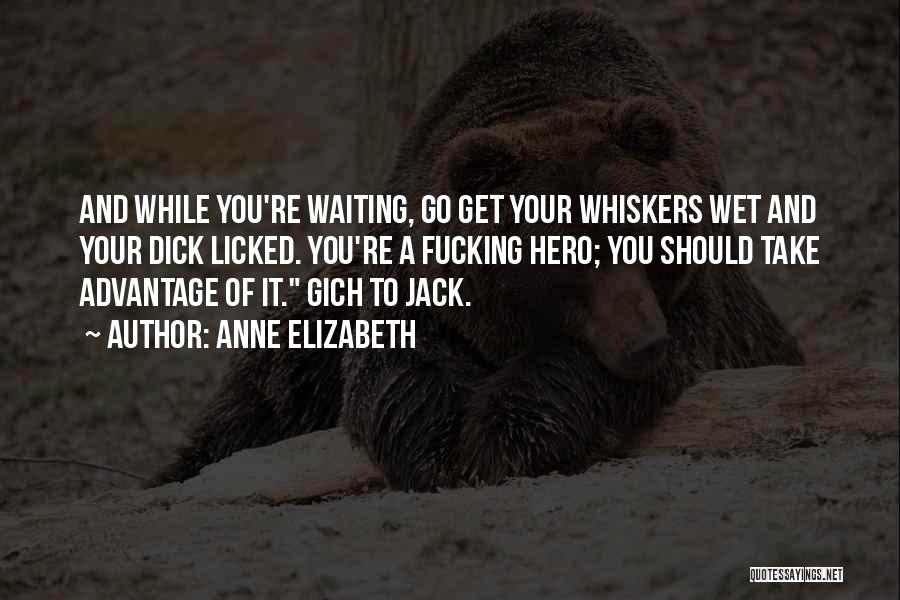 Anne Elizabeth Quotes: And While You're Waiting, Go Get Your Whiskers Wet And Your Dick Licked. You're A Fucking Hero; You Should Take