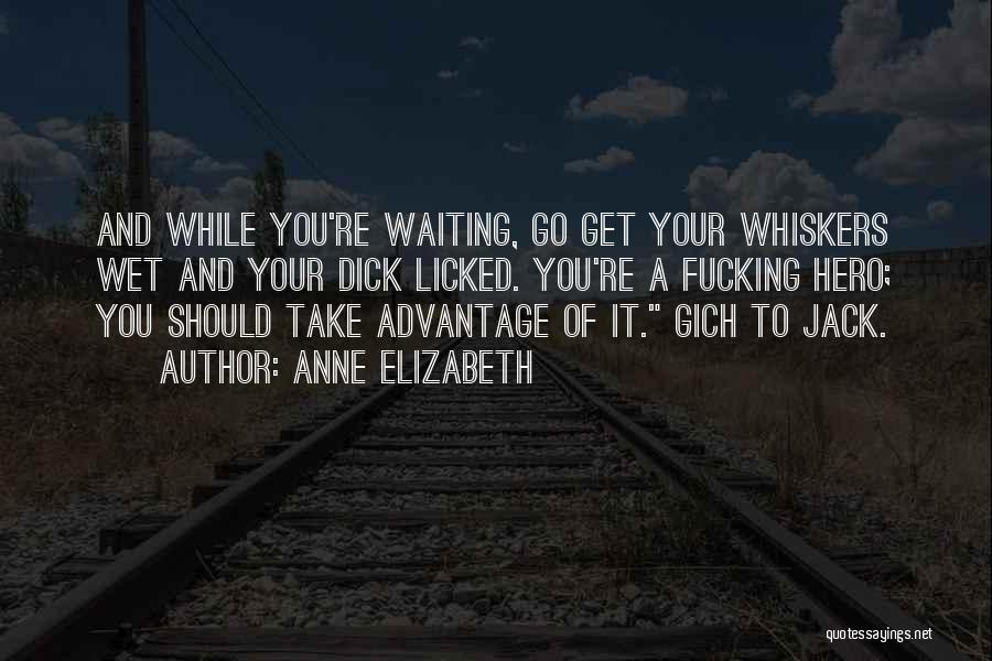 Anne Elizabeth Quotes: And While You're Waiting, Go Get Your Whiskers Wet And Your Dick Licked. You're A Fucking Hero; You Should Take