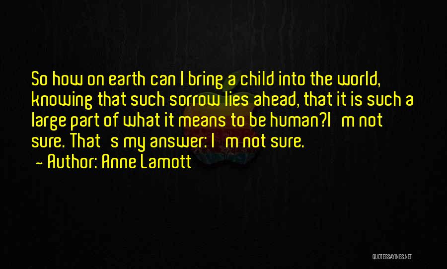 Anne Lamott Quotes: So How On Earth Can I Bring A Child Into The World, Knowing That Such Sorrow Lies Ahead, That It