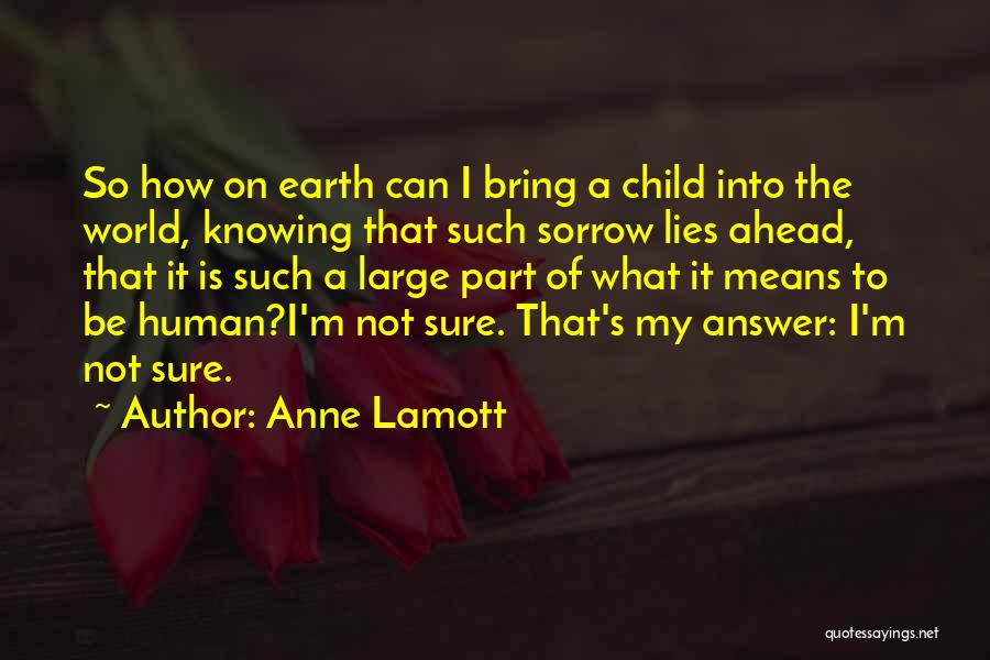 Anne Lamott Quotes: So How On Earth Can I Bring A Child Into The World, Knowing That Such Sorrow Lies Ahead, That It