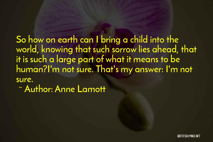 Anne Lamott Quotes: So How On Earth Can I Bring A Child Into The World, Knowing That Such Sorrow Lies Ahead, That It