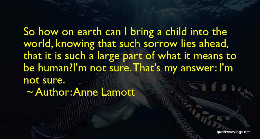 Anne Lamott Quotes: So How On Earth Can I Bring A Child Into The World, Knowing That Such Sorrow Lies Ahead, That It