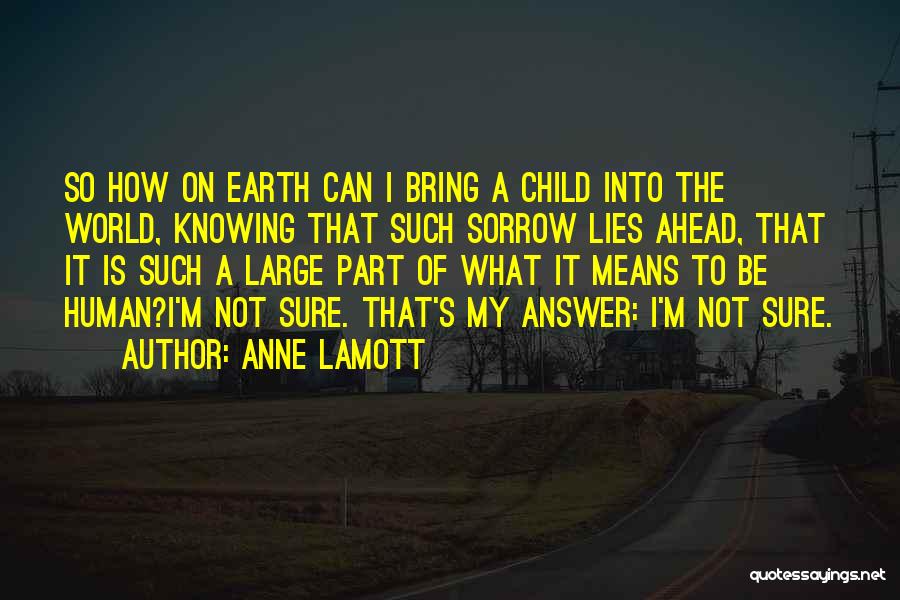 Anne Lamott Quotes: So How On Earth Can I Bring A Child Into The World, Knowing That Such Sorrow Lies Ahead, That It