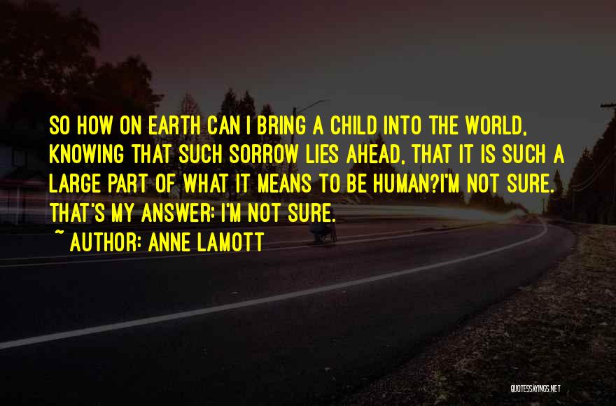 Anne Lamott Quotes: So How On Earth Can I Bring A Child Into The World, Knowing That Such Sorrow Lies Ahead, That It