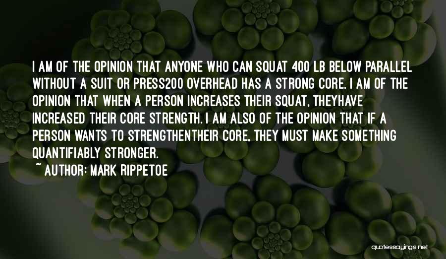 Mark Rippetoe Quotes: I Am Of The Opinion That Anyone Who Can Squat 400 Lb Below Parallel Without A Suit Or Press200 Overhead