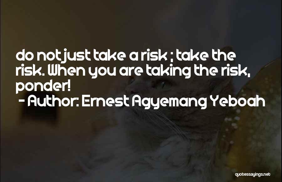 Ernest Agyemang Yeboah Quotes: Do Not Just Take A Risk ; Take The Risk. When You Are Taking The Risk, Ponder!