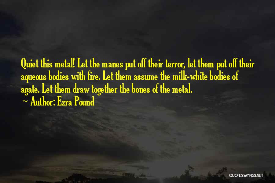 Ezra Pound Quotes: Quiet This Metal! Let The Manes Put Off Their Terror, Let Them Put Off Their Aqueous Bodies With Fire. Let