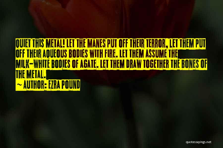 Ezra Pound Quotes: Quiet This Metal! Let The Manes Put Off Their Terror, Let Them Put Off Their Aqueous Bodies With Fire. Let