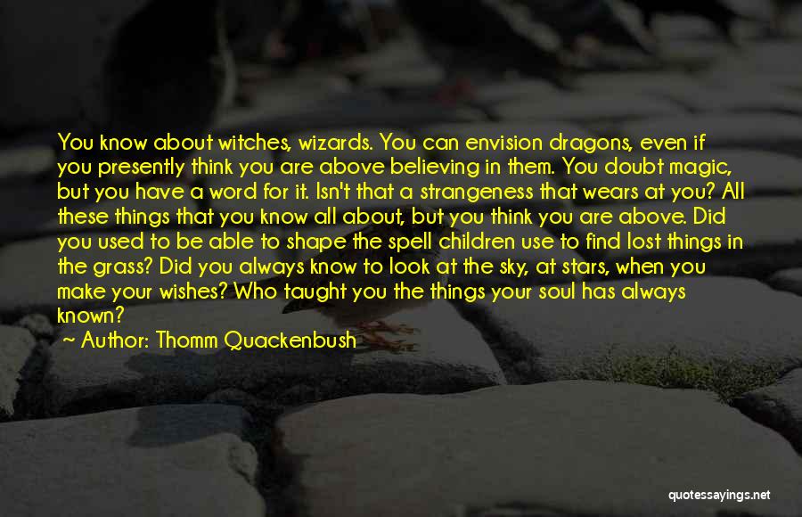 Thomm Quackenbush Quotes: You Know About Witches, Wizards. You Can Envision Dragons, Even If You Presently Think You Are Above Believing In Them.