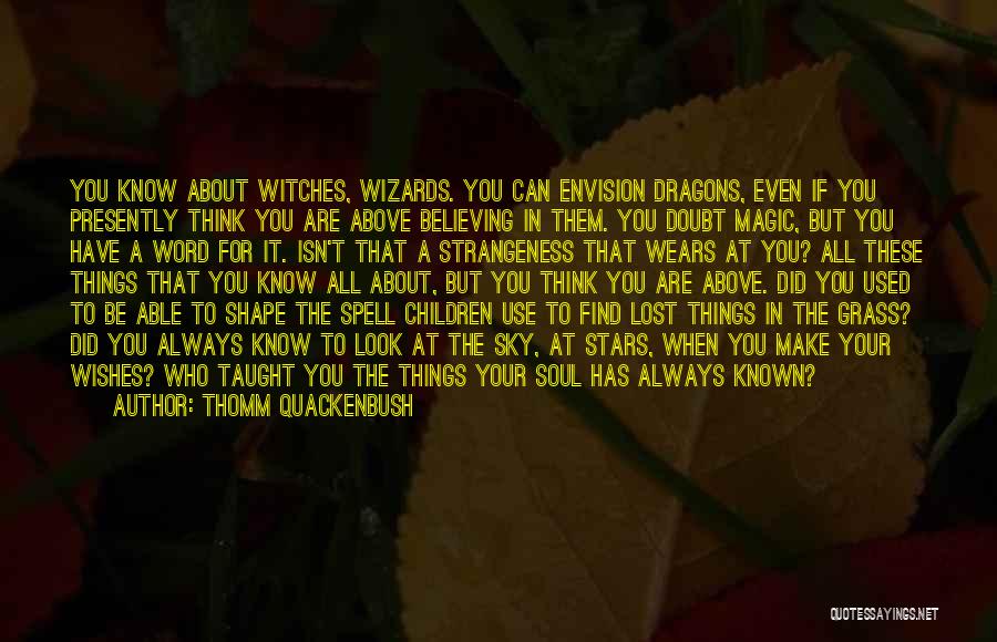 Thomm Quackenbush Quotes: You Know About Witches, Wizards. You Can Envision Dragons, Even If You Presently Think You Are Above Believing In Them.