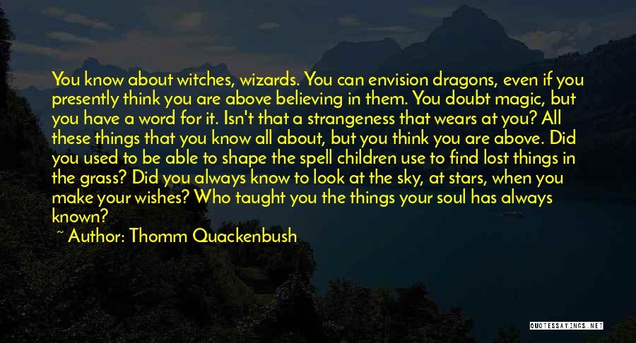 Thomm Quackenbush Quotes: You Know About Witches, Wizards. You Can Envision Dragons, Even If You Presently Think You Are Above Believing In Them.