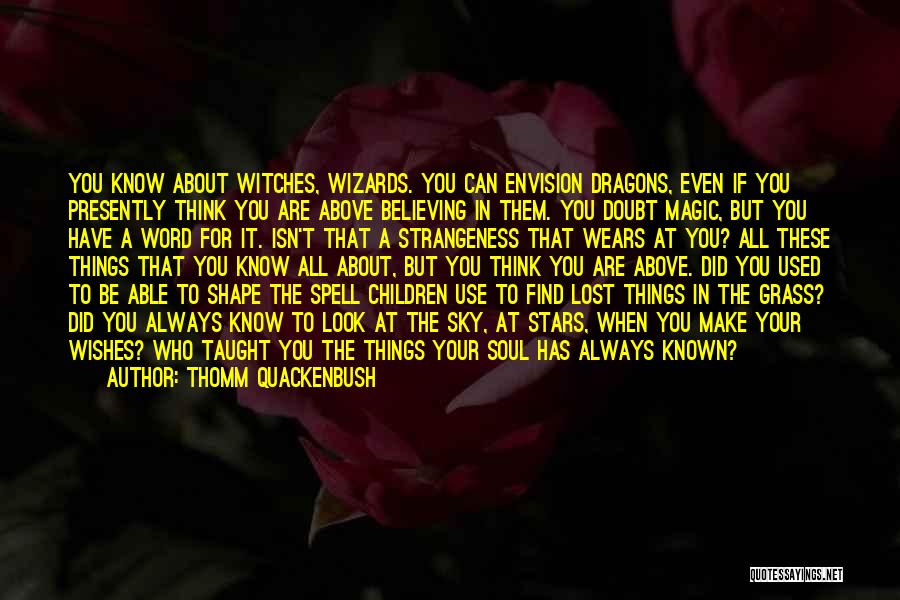 Thomm Quackenbush Quotes: You Know About Witches, Wizards. You Can Envision Dragons, Even If You Presently Think You Are Above Believing In Them.