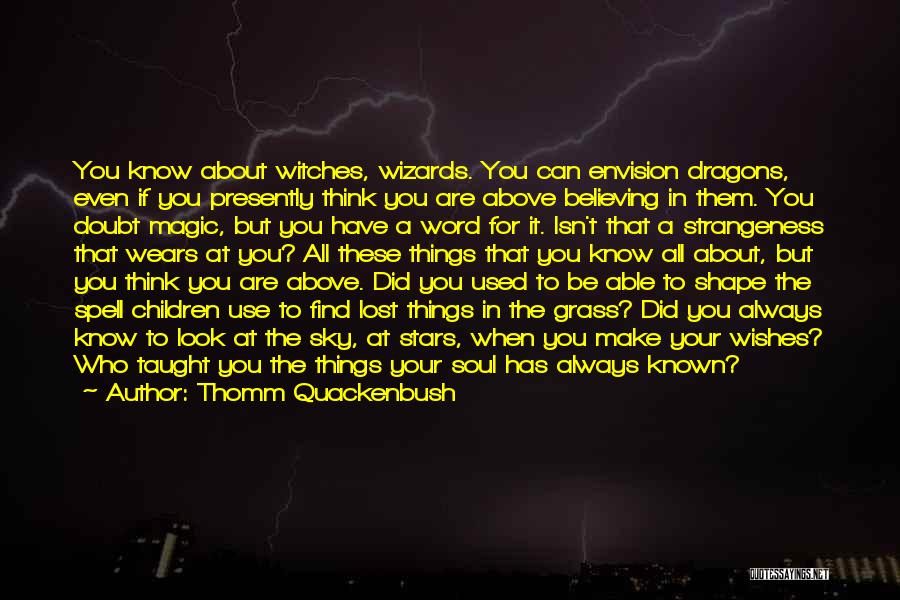 Thomm Quackenbush Quotes: You Know About Witches, Wizards. You Can Envision Dragons, Even If You Presently Think You Are Above Believing In Them.
