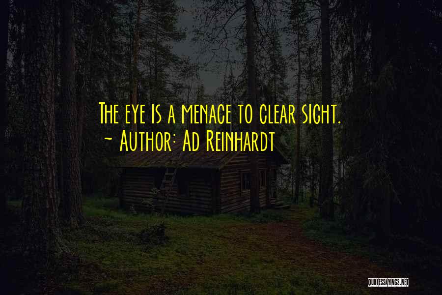 Ad Reinhardt Quotes: The Eye Is A Menace To Clear Sight.