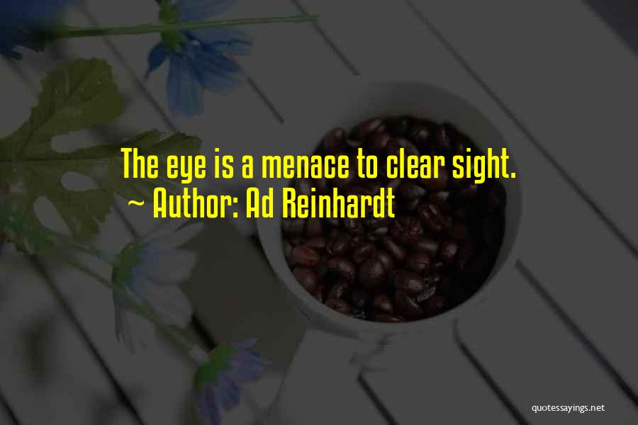 Ad Reinhardt Quotes: The Eye Is A Menace To Clear Sight.