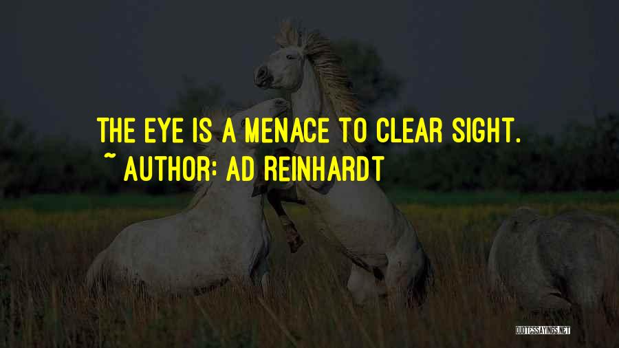 Ad Reinhardt Quotes: The Eye Is A Menace To Clear Sight.