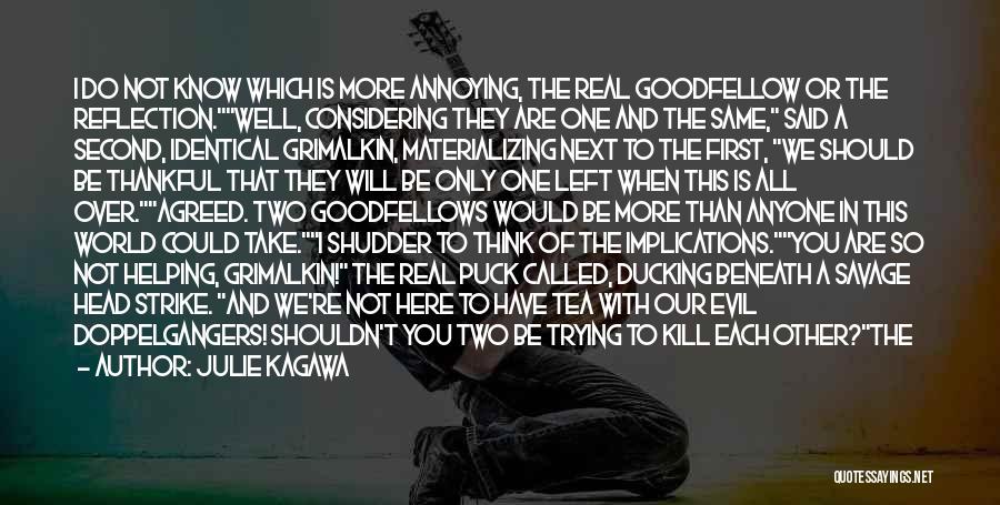 Julie Kagawa Quotes: I Do Not Know Which Is More Annoying, The Real Goodfellow Or The Reflection.well, Considering They Are One And The