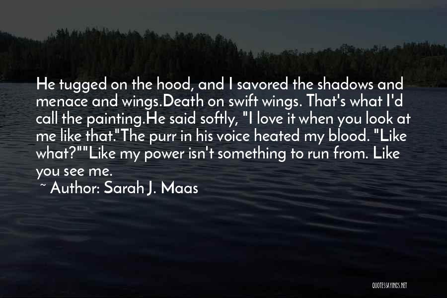 Sarah J. Maas Quotes: He Tugged On The Hood, And I Savored The Shadows And Menace And Wings.death On Swift Wings. That's What I'd