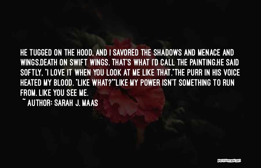 Sarah J. Maas Quotes: He Tugged On The Hood, And I Savored The Shadows And Menace And Wings.death On Swift Wings. That's What I'd