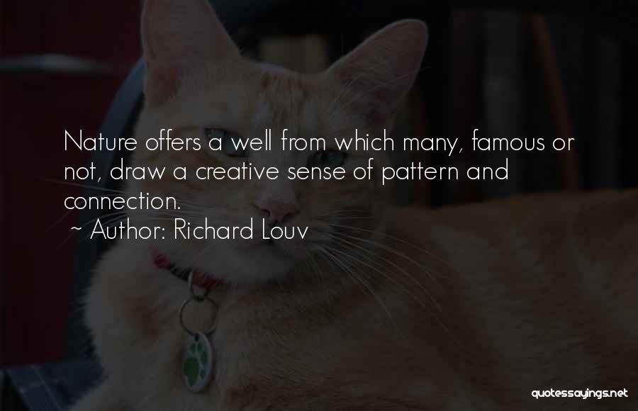 Richard Louv Quotes: Nature Offers A Well From Which Many, Famous Or Not, Draw A Creative Sense Of Pattern And Connection.