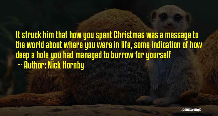 Nick Hornby Quotes: It Struck Him That How You Spent Christmas Was A Message To The World About Where You Were In Life,
