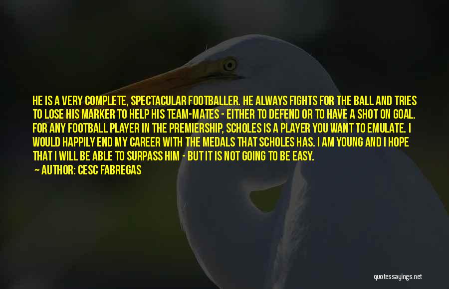 Cesc Fabregas Quotes: He Is A Very Complete, Spectacular Footballer. He Always Fights For The Ball And Tries To Lose His Marker To