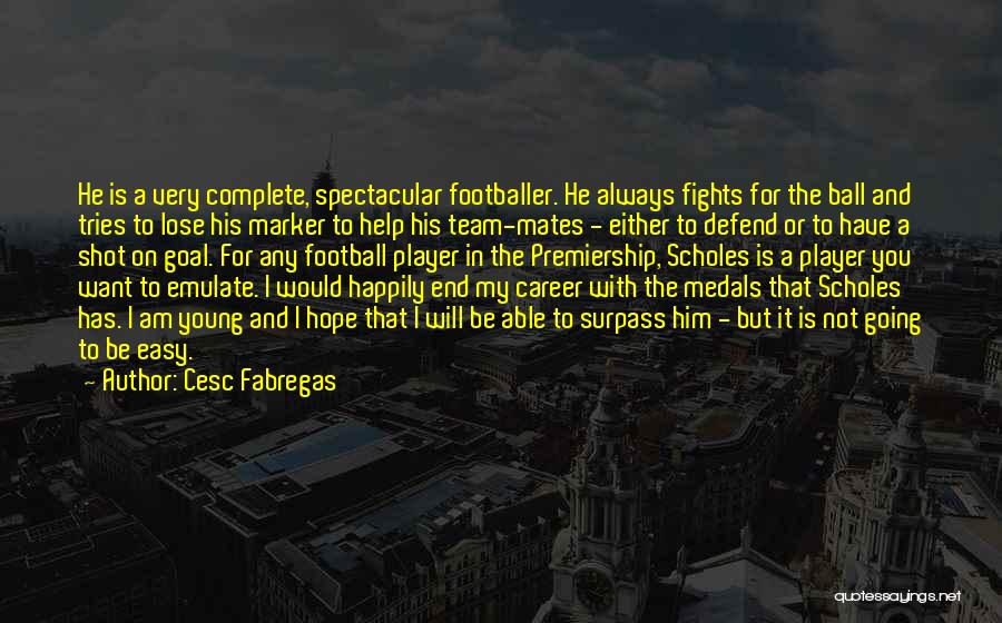 Cesc Fabregas Quotes: He Is A Very Complete, Spectacular Footballer. He Always Fights For The Ball And Tries To Lose His Marker To