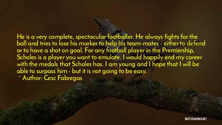 Cesc Fabregas Quotes: He Is A Very Complete, Spectacular Footballer. He Always Fights For The Ball And Tries To Lose His Marker To