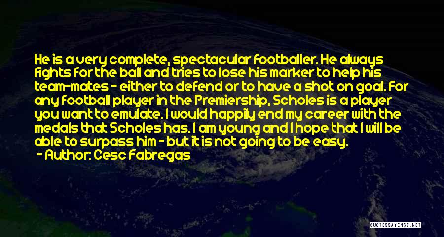 Cesc Fabregas Quotes: He Is A Very Complete, Spectacular Footballer. He Always Fights For The Ball And Tries To Lose His Marker To