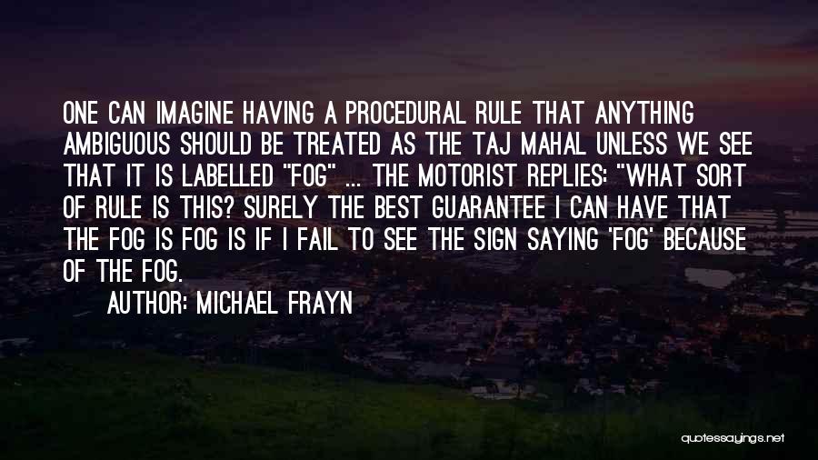 Michael Frayn Quotes: One Can Imagine Having A Procedural Rule That Anything Ambiguous Should Be Treated As The Taj Mahal Unless We See