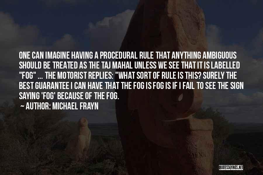 Michael Frayn Quotes: One Can Imagine Having A Procedural Rule That Anything Ambiguous Should Be Treated As The Taj Mahal Unless We See