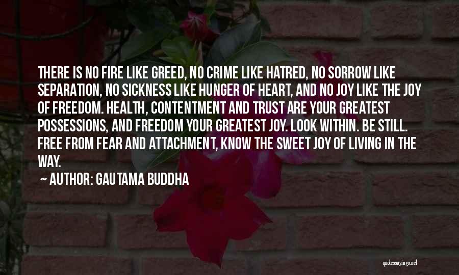 Gautama Buddha Quotes: There Is No Fire Like Greed, No Crime Like Hatred, No Sorrow Like Separation, No Sickness Like Hunger Of Heart,
