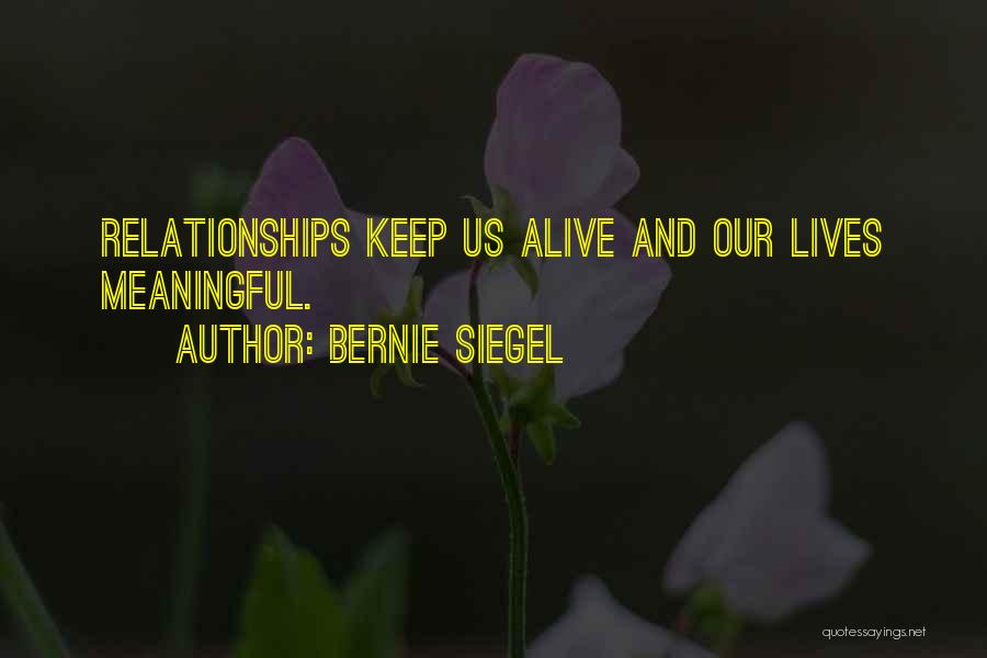 Bernie Siegel Quotes: Relationships Keep Us Alive And Our Lives Meaningful.