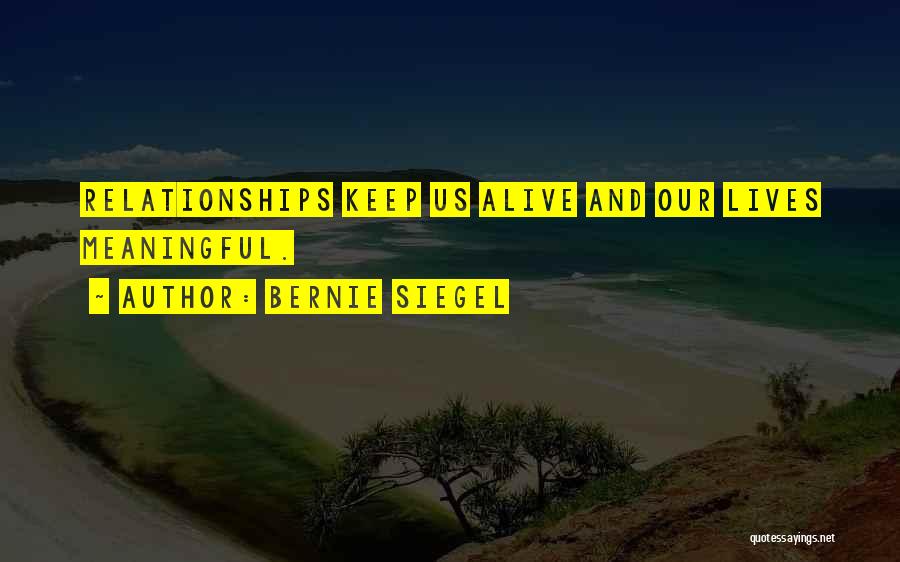 Bernie Siegel Quotes: Relationships Keep Us Alive And Our Lives Meaningful.