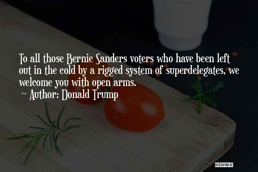 Donald Trump Quotes: To All Those Bernie Sanders Voters Who Have Been Left Out In The Cold By A Rigged System Of Superdelegates,