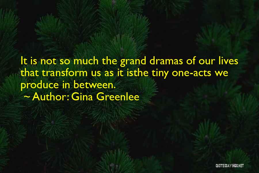 Gina Greenlee Quotes: It Is Not So Much The Grand Dramas Of Our Lives That Transform Us As It Isthe Tiny One-acts We