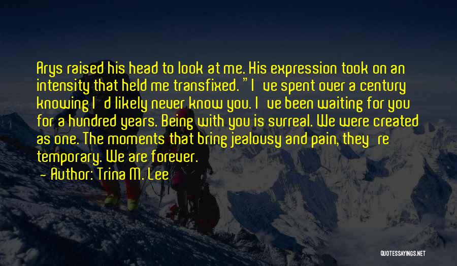 Trina M. Lee Quotes: Arys Raised His Head To Look At Me. His Expression Took On An Intensity That Held Me Transfixed. I've Spent