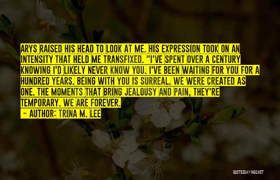 Trina M. Lee Quotes: Arys Raised His Head To Look At Me. His Expression Took On An Intensity That Held Me Transfixed. I've Spent