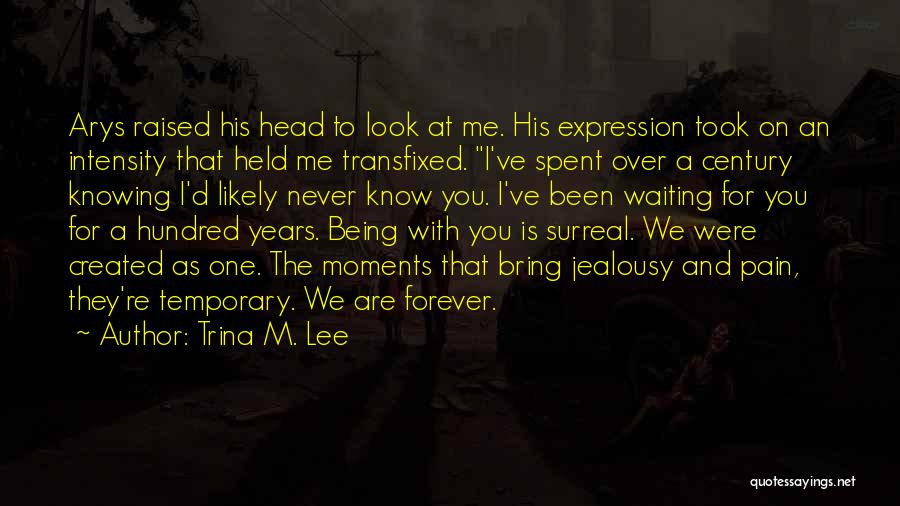 Trina M. Lee Quotes: Arys Raised His Head To Look At Me. His Expression Took On An Intensity That Held Me Transfixed. I've Spent