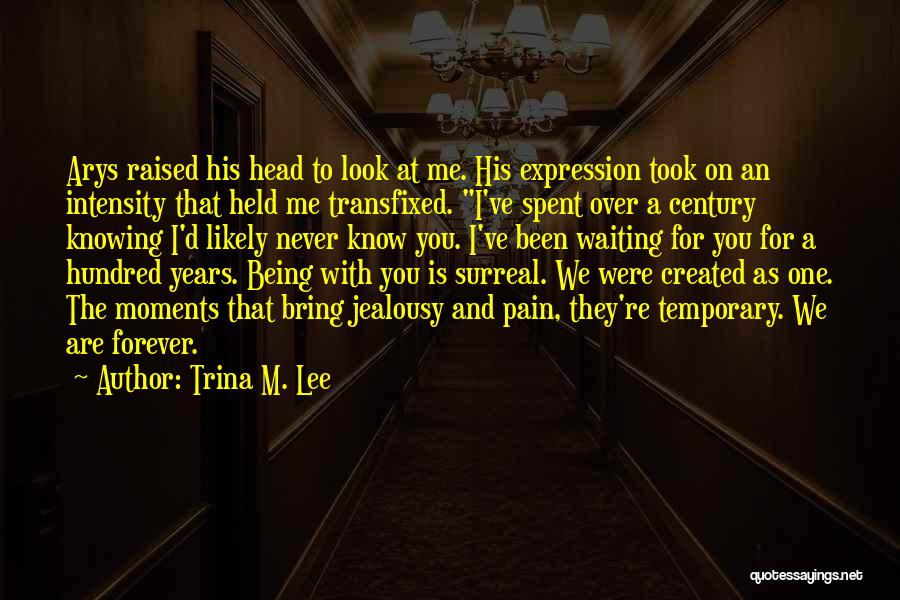 Trina M. Lee Quotes: Arys Raised His Head To Look At Me. His Expression Took On An Intensity That Held Me Transfixed. I've Spent