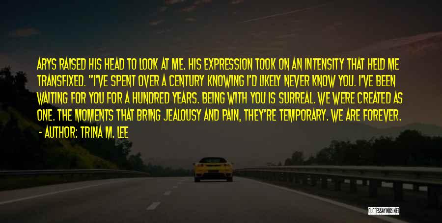 Trina M. Lee Quotes: Arys Raised His Head To Look At Me. His Expression Took On An Intensity That Held Me Transfixed. I've Spent