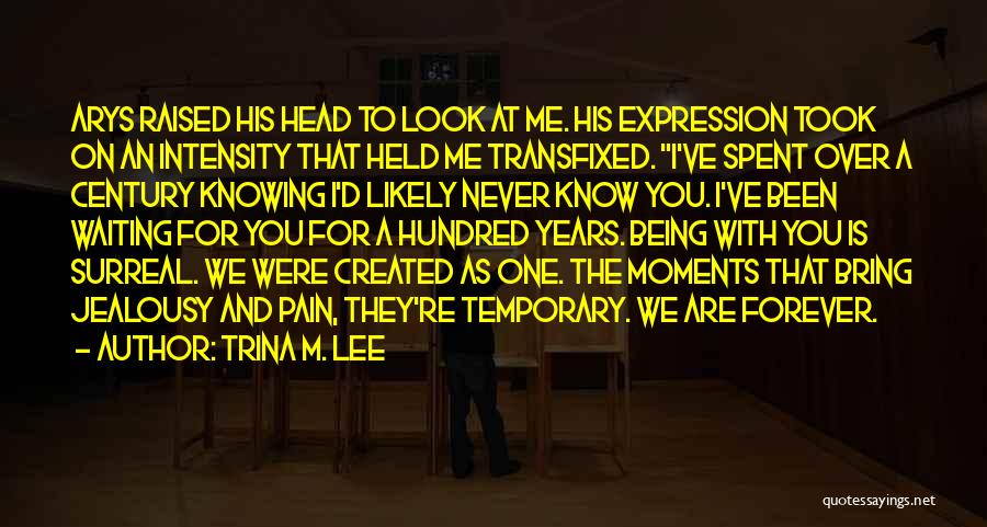 Trina M. Lee Quotes: Arys Raised His Head To Look At Me. His Expression Took On An Intensity That Held Me Transfixed. I've Spent